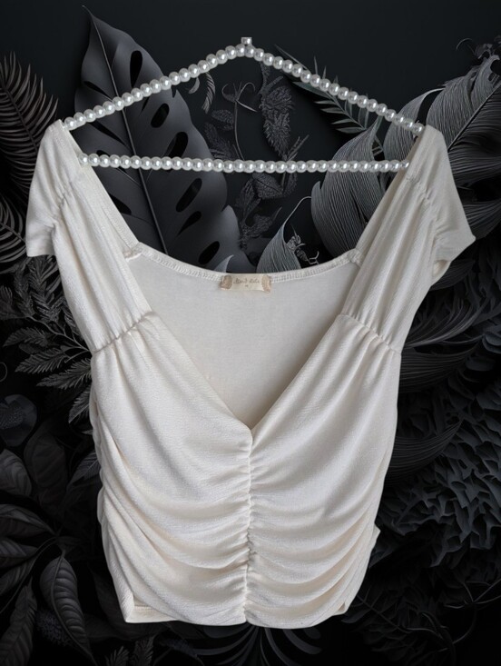 Altar'd State Tops - Ruched Cream Cropped Top Altar'd State